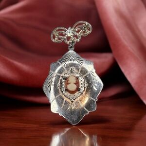 Cameo Sterling Silver BROOCH Locket Vintage Amazing Antique Piece Of Jewelry